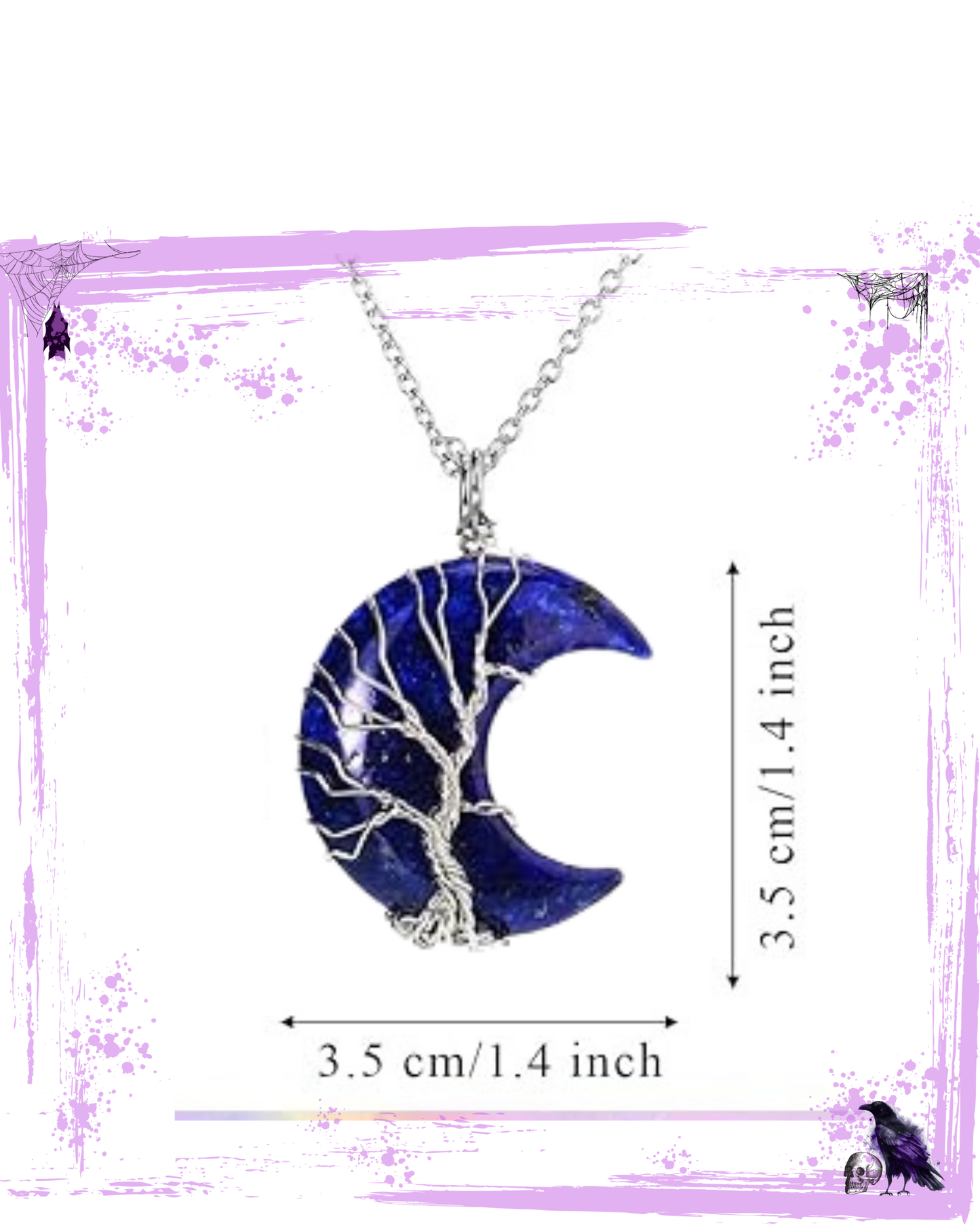 Necklace - Lapis Lazuli Moon with tree of life wire housing