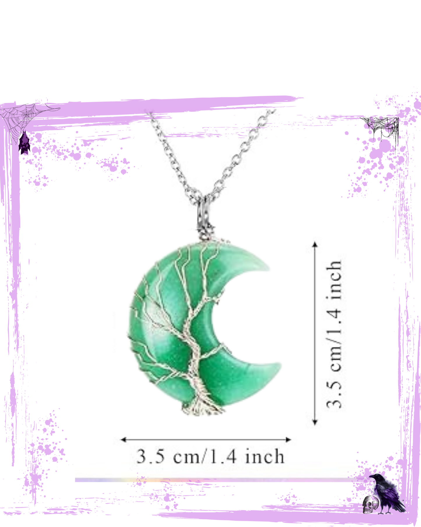 Necklace - Aventurine Moon with tree of life wire housing
