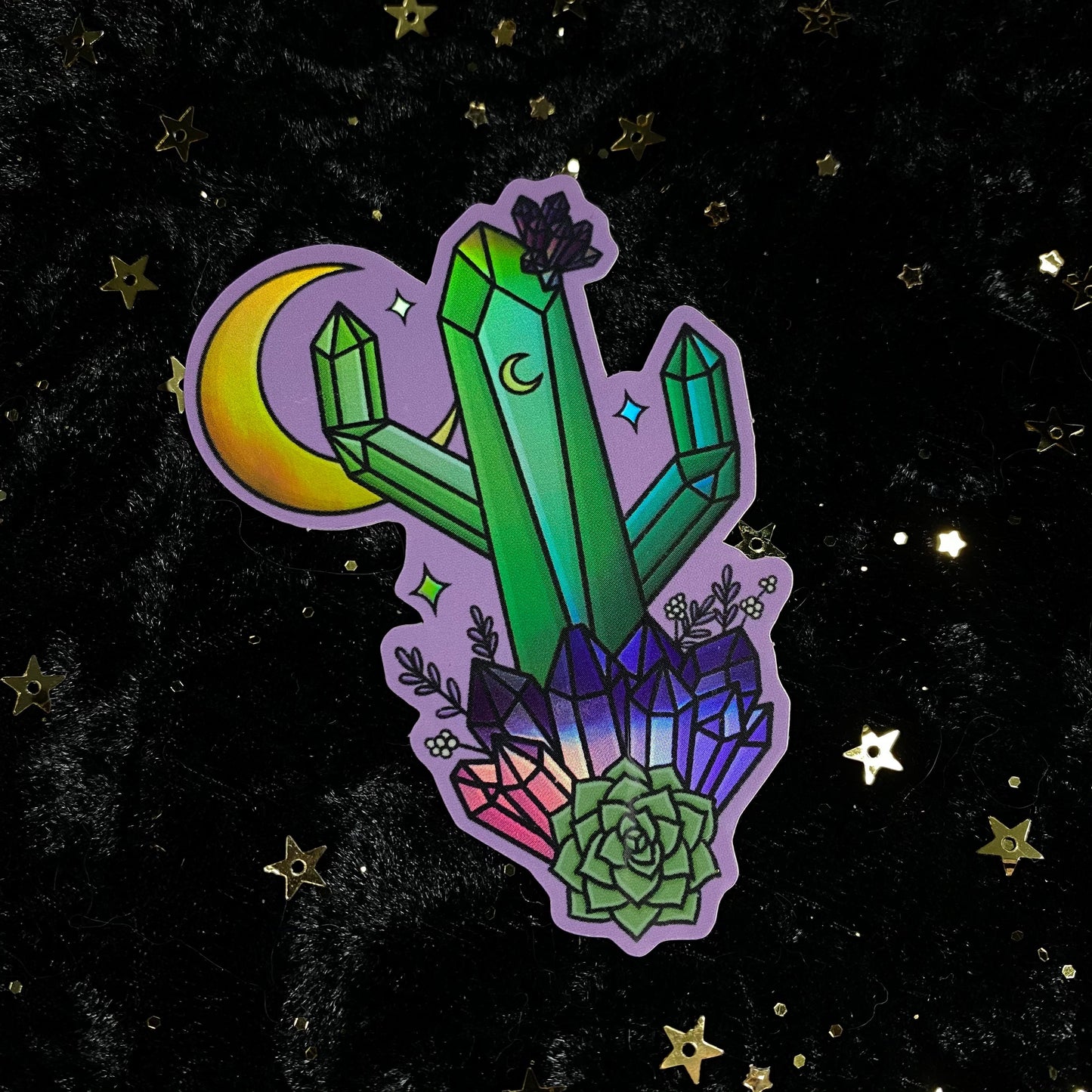 Holographic Crystal Cactus Sticker