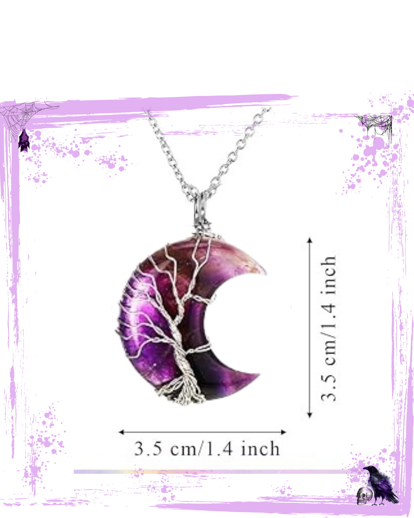 Necklace - Amethyst Moon with tree of life wire housing