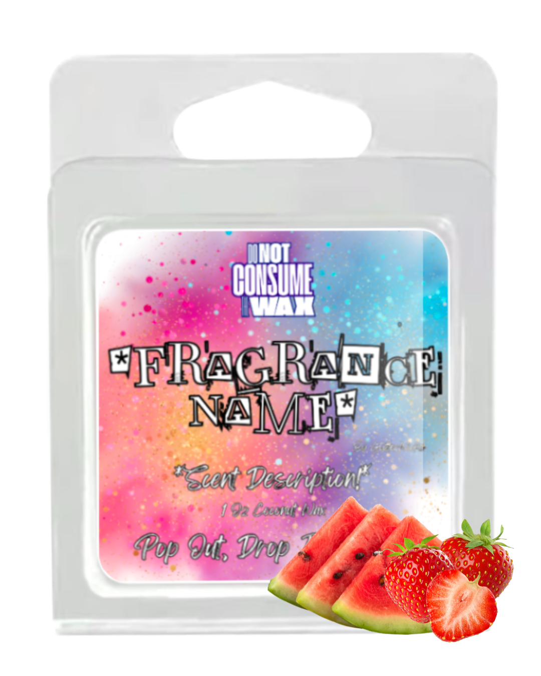 Waterstraws Mini Wax Melt: Watermelon & Strawberry Scent by GlitterWicks