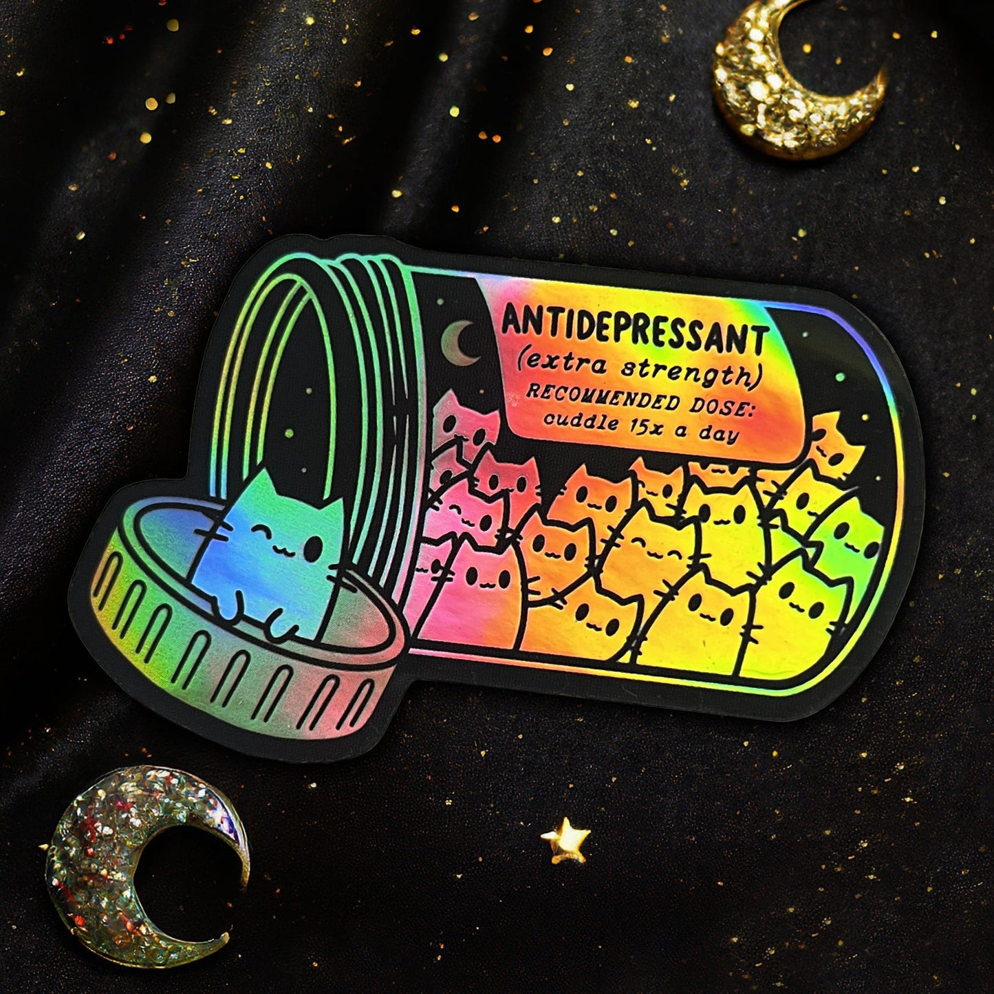 Antidepressant Kitty Cat Holo Sticker