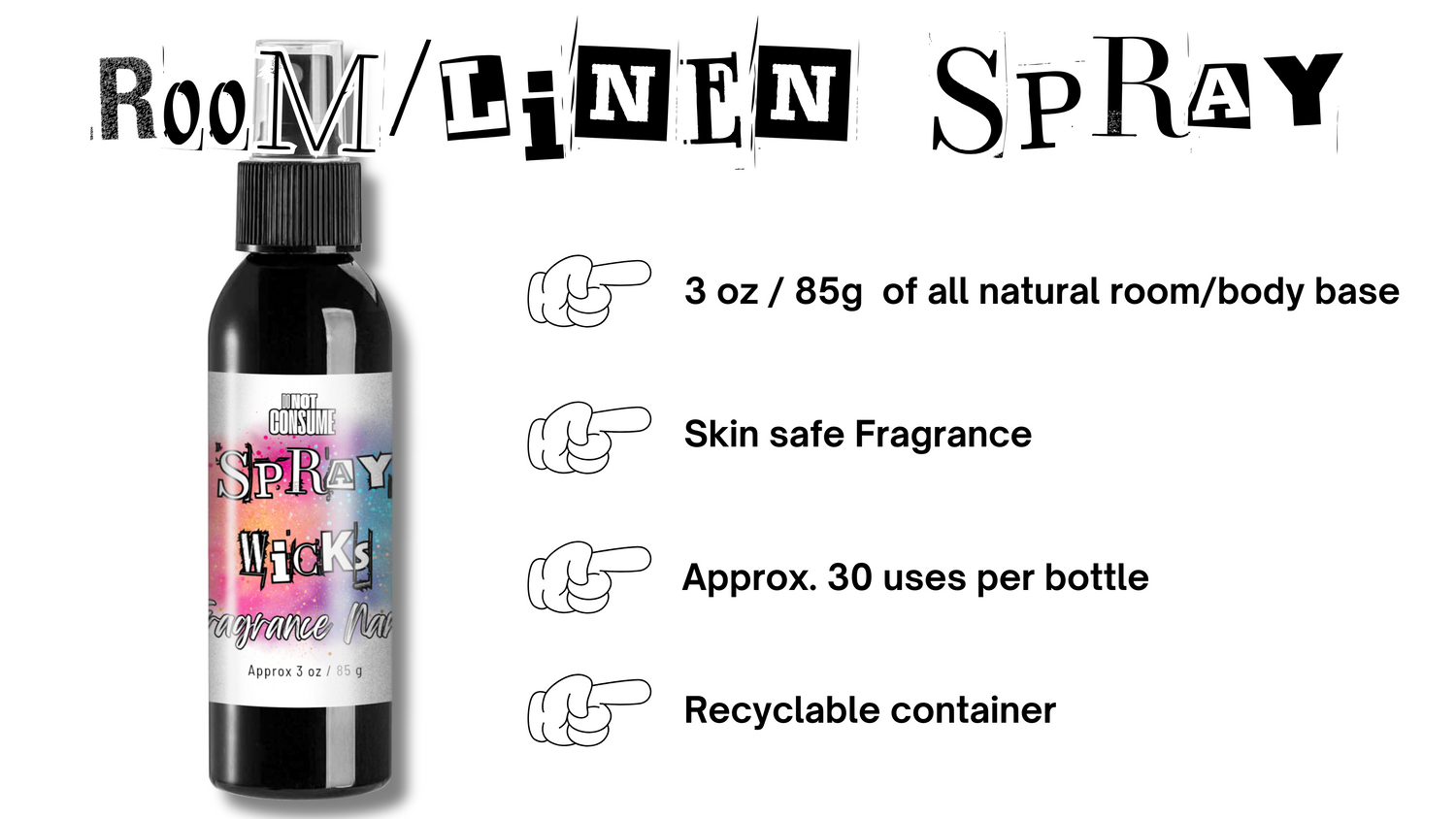 Room/Linen/Body Spray - Spray your GlitterWicks!