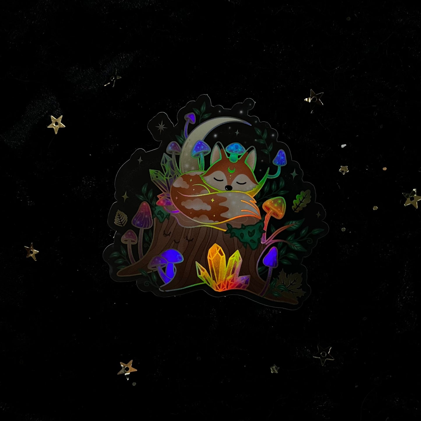 Mushroom Crystal Fox Holo Sticker