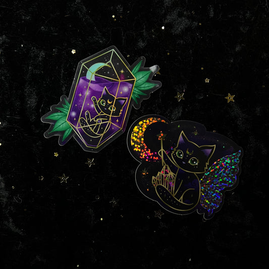 Crystal Fairy Kitty Cat Stickers (individual or set)