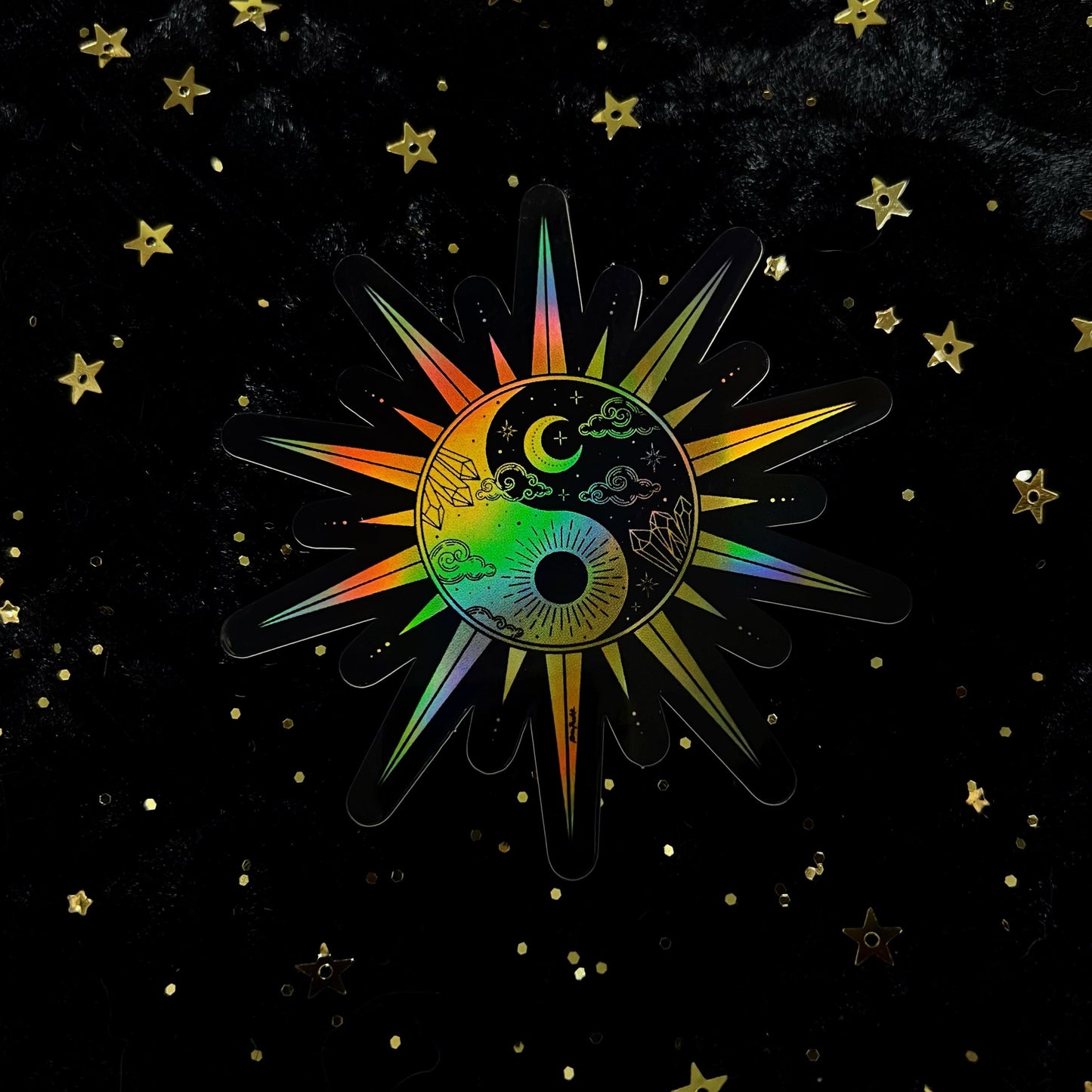 Crystal Yin Yang Holo Sticker