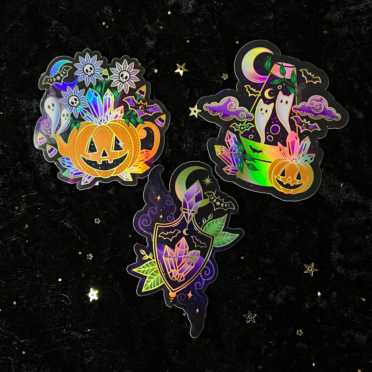 Halloween Crystal Holo Stickers (individual or set)