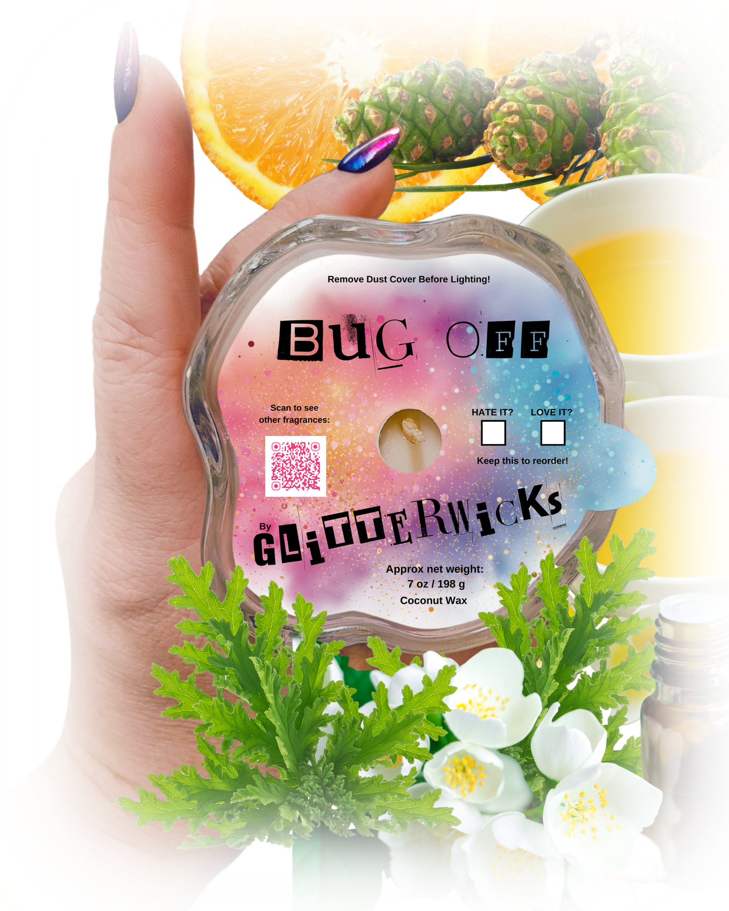 Bug Off Candle: Citronella & Orange Scent by GlitterWicks