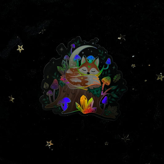 Mushroom Crystal Fox Holo Sticker